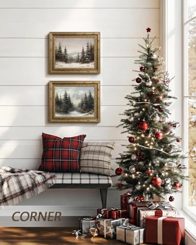 InSimSea Gold Framed Snowy Forest Wall Art, Winter Canvas Painting, 13x16 In - Image 5