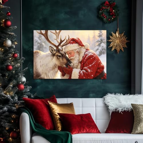 AVANT GARDE CANVAS Christmas Canvas Wall Art, Santa Claus Tenderly Petting - Image 2