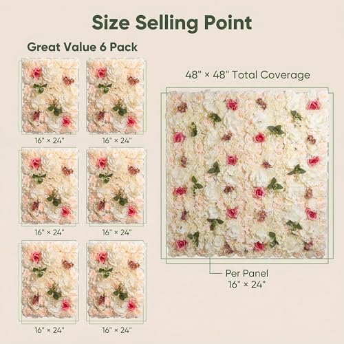 Flower Wall Backdrop 6 Panels 16×24 Inch - Image 2