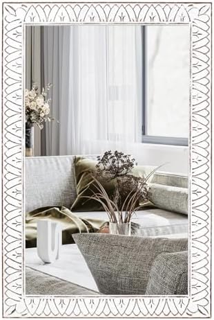 36x24 Inch Farmhouse Rectangle Wall Mirrors by XGGJWW