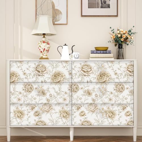 ILHIIOR Beige/White Floral Peel and Stick Wallpaper Boho 17.5 x393 Inches - Image 5