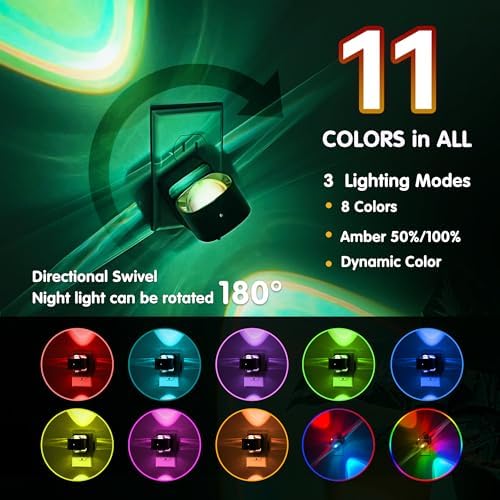 L LOHAS LED Night Light Projector, Color Changing Plug in Night Light RGB - Image 3