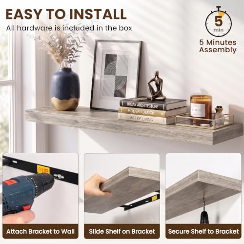 Acovy 40x8in Floating Shelves 2 Pack, Wall Mount Display Shelf - Image 5