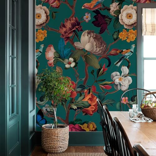 Zeeko Vintage Blue Floral Peel and Stick Wallpaper Mural by Zeeko