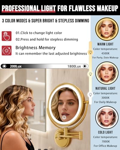 10" Double-sided Wall Mounted Makeup Mirror - Image 4
