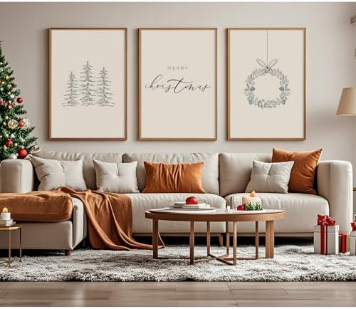 Baccone Christmas Wall Art Winter Xmas Canvas Decor Merry Christmas Wall Art - Image 6