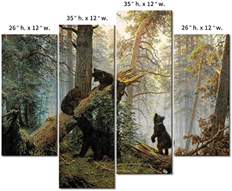 Black Bear Wall Art Bears Play in Forest Broken Tree Canvas Painting The - Image 7