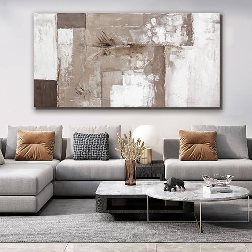YISXINOAG Brown Grey White Abstract Wall Art Modern Fantasy Canvas 29"X58" - Image 2