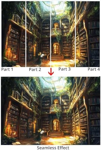 Warm Brown Green Decorative Wall Mural Wallpaper Lush Library Books Fantasy - Image 5