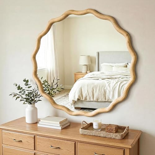FICTOR Round Wood Wall Mirror - Image 6