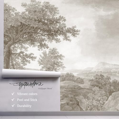 YQWDMX - Beige Forest Peel and Stick Wallpaper Jungle Self-Adhesive Mural - Image 5