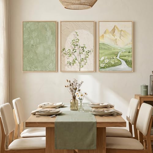 Framed Sage Green Landscape 3 Piece Wall Art - Image 4