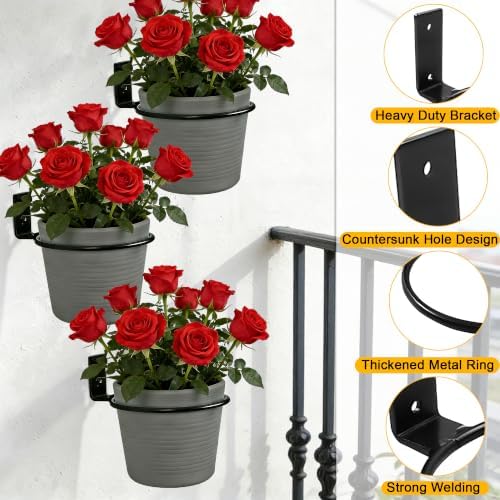6 Pack 8 Inch Plant Pot Holder Ring, Metal Plant Holder Brackets Rings - Image 3