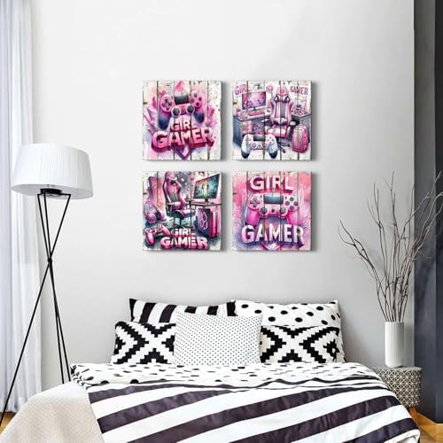 Game Wall Decor Gaming Wall Art Pink Gamepad Headphones Picture - Image 5
