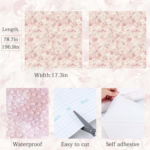 Hopepak Peel and Stick Wallpaper Floral Wallpaper Hand-Painted Pink Peony - Image 4