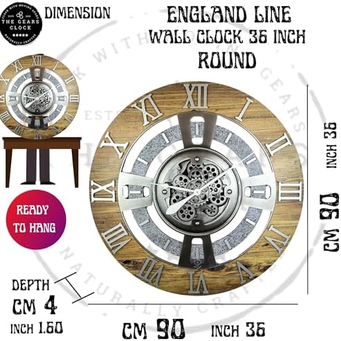 ImprovingLife The Gears Clock Real Moving Gear Wall Clock England Line) - Image 6