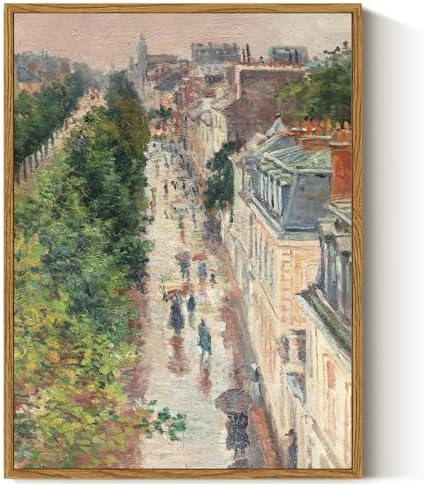 ARPEOTCY Vintage Framed Canvas Print Wall Art, French Paris Street Country Wall by ARPEOTCY