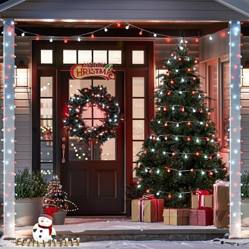 JMEXSUSS Connectable 100 LED Globe Red and White Christmas Lights Indoor - Image 7