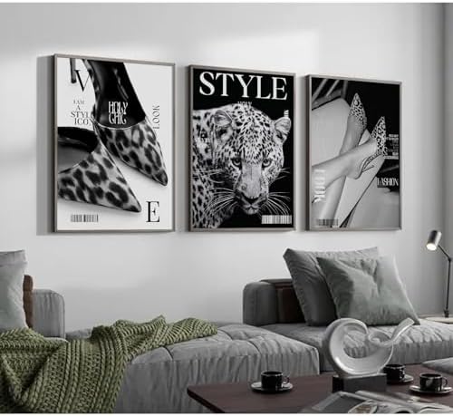 Black Leopard Wall Art Y2k Cheetah Canvas Wall Decor Fashion Trendy Posters - Image 4