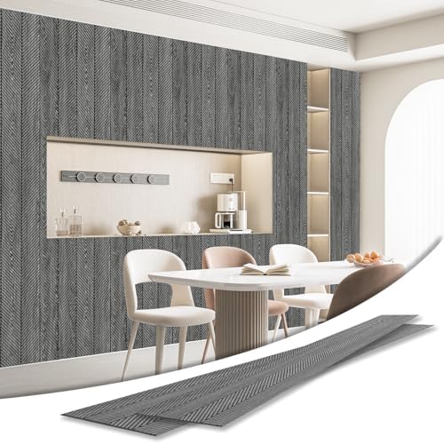 Art3d Herringbone Slim Slat Wall Panels, Weathered Teak by Art3d