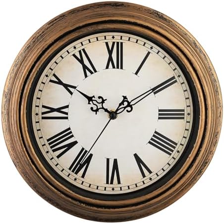 Plumeet Retro Wall Clock, Roman Numerals, Battery Operated by Plumeet