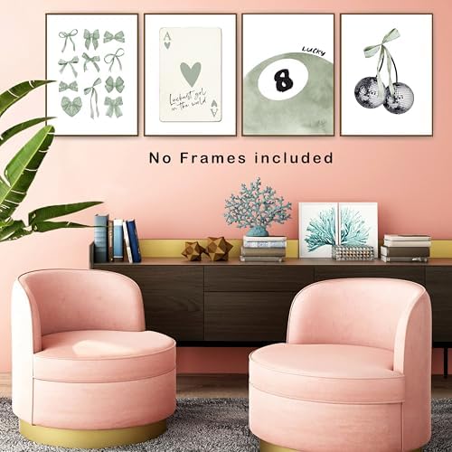 okaxscm Sage Green Coquette Trendy Preppy Wall Art Prints Set of 4, Coquette - Image 5
