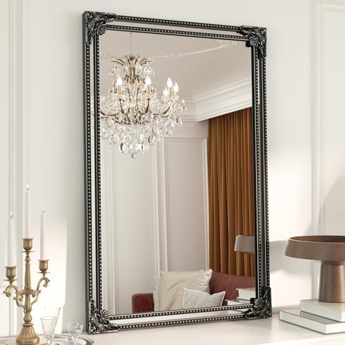 Keonjinn 24x36 Inch Black Antique Vintage Mirror, Brass Baroque Mirror by Keonjinn