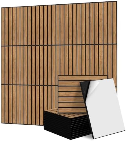 TO-TH 12 Pack Sound Panels Self-Adhesive Noise Absorbing Panel, Rustic Teak by TO-TH