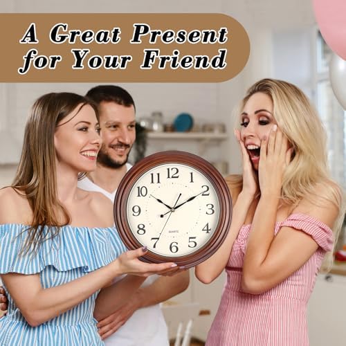 12 Inch Wood Wall Clock Retro Wooden Wall Clocks Battery Operated - Image 5
