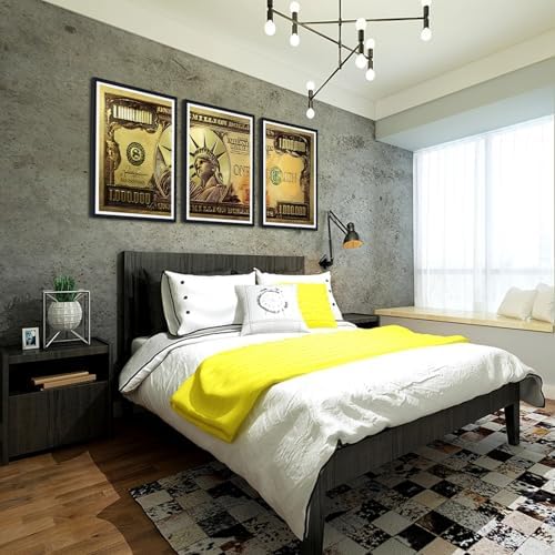 Black Framed Canvas Wall Art Gold Million Dollar Money The Statue of Liberty - Image 4