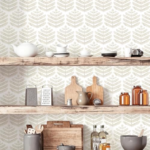 Orainege Peel and Stick Wallpaper Beige Leaf Wallpaper Boho - Image 6