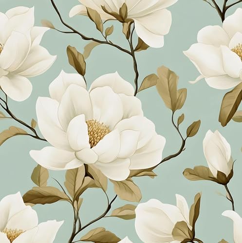 Laatse Vintage Blue Floral Bird Wallpaper Peel and Stick 17.5" × 393" by Laatse