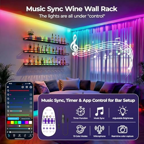 RGB LED Wall Mount Wine Rack - Image 4