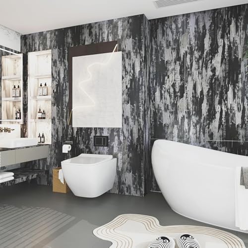 BOMENG Black Concrete Wallpaper Peel and Stick Industrial Cement Wallpaper - Image 6