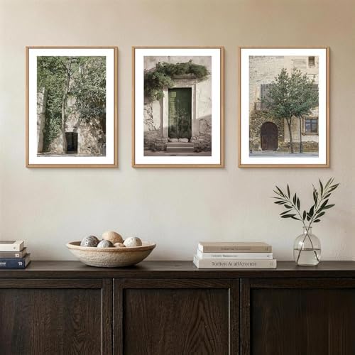 HOURIA Vintage Italy City Landscape Framed Canvas Wall Art Set-12"x16"x3 by HOURIA
