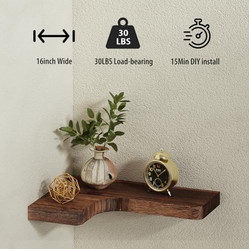 SAUMONIERES Corner Floating Shelves Wall Mount Shelf Solid Wood - Image 5