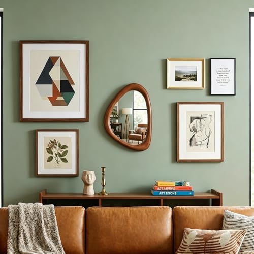 Irregular Wall Mirror, 15*10in Asymmetrical Wood Mirrors, Small Wall Mirror - Image 2