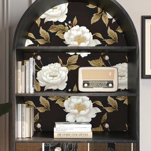 BOKEBEVE Leaf Wallpaper Peel and Stick Vintage Black Brown 17.5 x 118In - Image 4