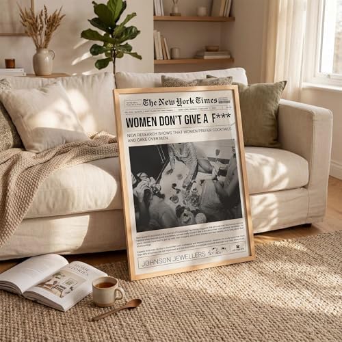 Vintage Black And White Wall Art 8x12in Wood Grain Frame Trendy Girly Newspaper - Image 5