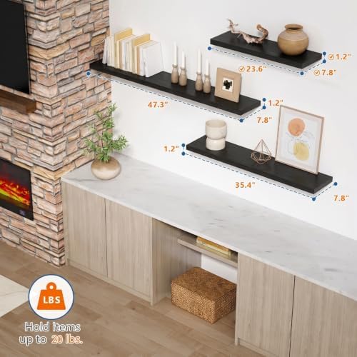 Black Floating Shelves 24 Inch, Modern Wall Hanging Book Shelf - Image 2