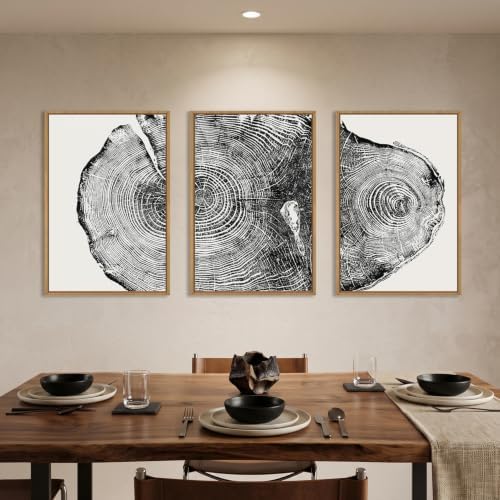Aryroi Large Vintage Tree Ring Framed Canvas Wall Art Set- 16"x24"x3 - Image 3
