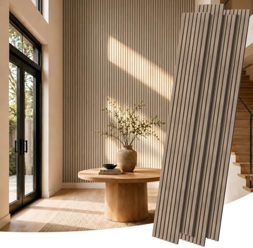 RITOLLO Wood Panels for Wall, 4 Pack Wood Slat Acoustic Panels, 118 x 11 in 3D by Ritollo