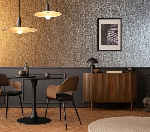 Chocolate Gold Non-pasted Wallpaper, Metallic Sheen, 17.7" x 236.0" - Image 6