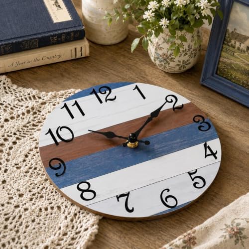 CHYLIN Wall Clock Silent Non-Ticking Battery Operated Pink Gray Striped - Image 5