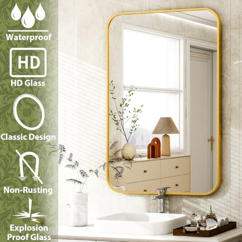 Easly 24 x 36 Inch Bathroom Mirror, Rounded Rectangular Vanity Mirror - Image 4
