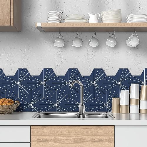 AULIGET Flower Vintage Hexagon Tile Peel and Stick Backsplash - Image 2
