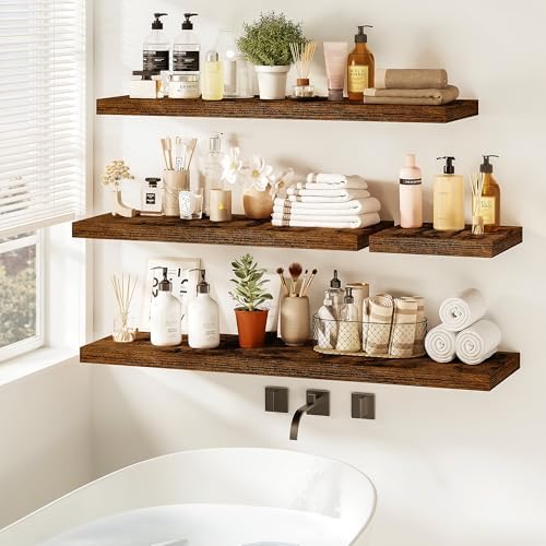 Vivelove Floating Shelves 9 inch Deep 36”Long Set of 2, Rustic Brown - Image 2
