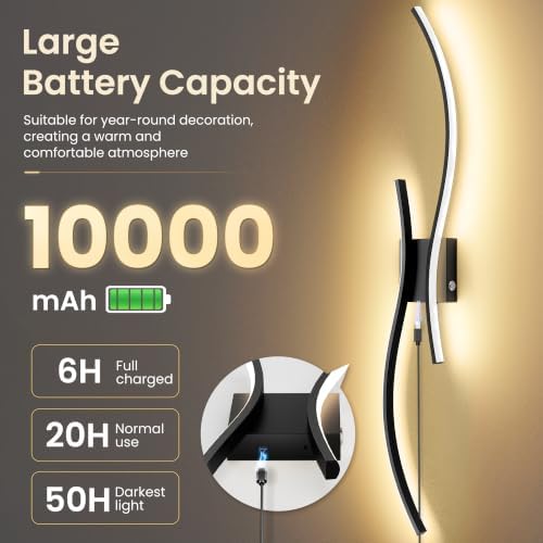 AUDERWIN 10000mAh Rechargeable Wall Lights, 31.5 Inch, 2 Packs - Image 2