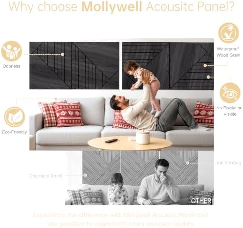 Mollywell Acoustic Wall Panels, 8 Pack, 23.6x23.6 in - Image 4