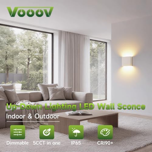 White Up & Down Modern Indoor Outdoor LED Wall Sconce, 2 Pack - Image 2